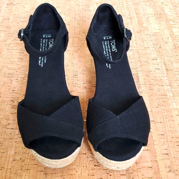 Toms Shoes - TOMS Canvas Jute-Wrapped Wedge Sandals